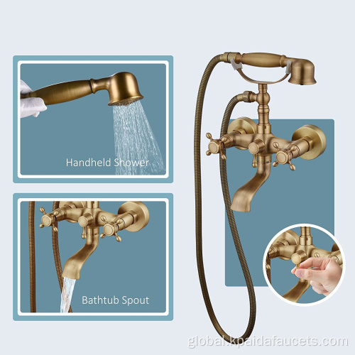  Freestanding Massage Shower Bath Mixer Brushed Gold Clawfoot Rod Wall Mount Bathtub Faucet and Tub Filler Factory